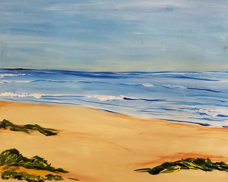 770x616 Beach Scene Painting By Rene Rodriguez Saatchi Art - Watercolor Paintings Beach Scenes