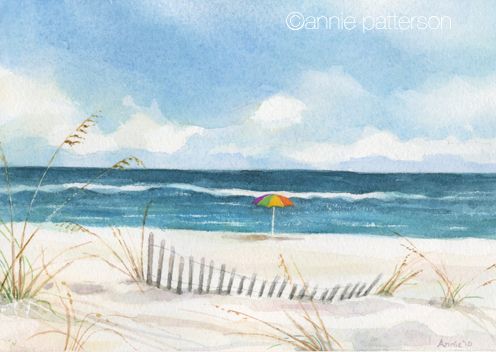 496x352 Beach Watercolor And Other News Wc Ocean Beach - Watercolor Paintings Beach Scenes