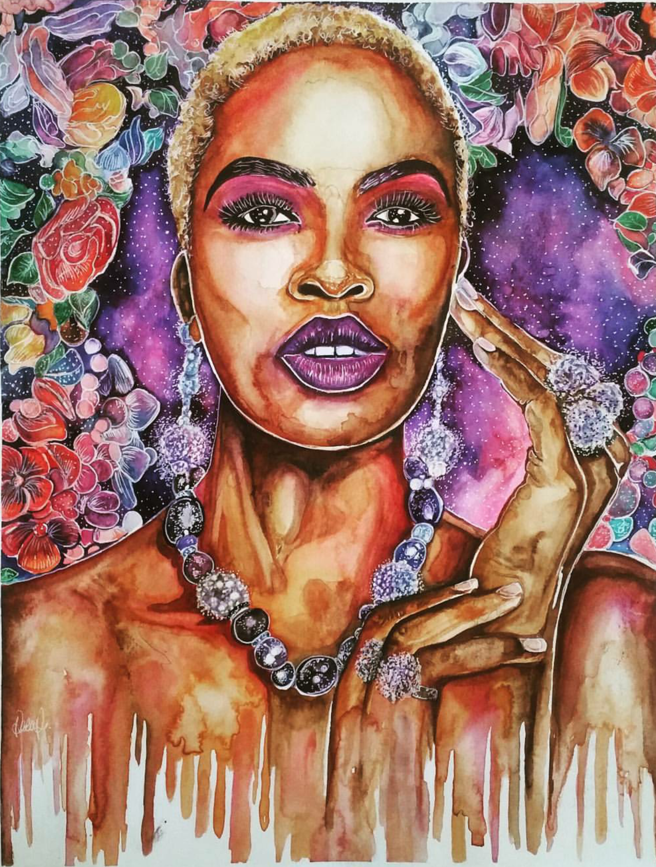 1325x1752 Eden Fros And Flowers Collection Poetically Illustratedshop - Watercolor Paintings Of Black Women