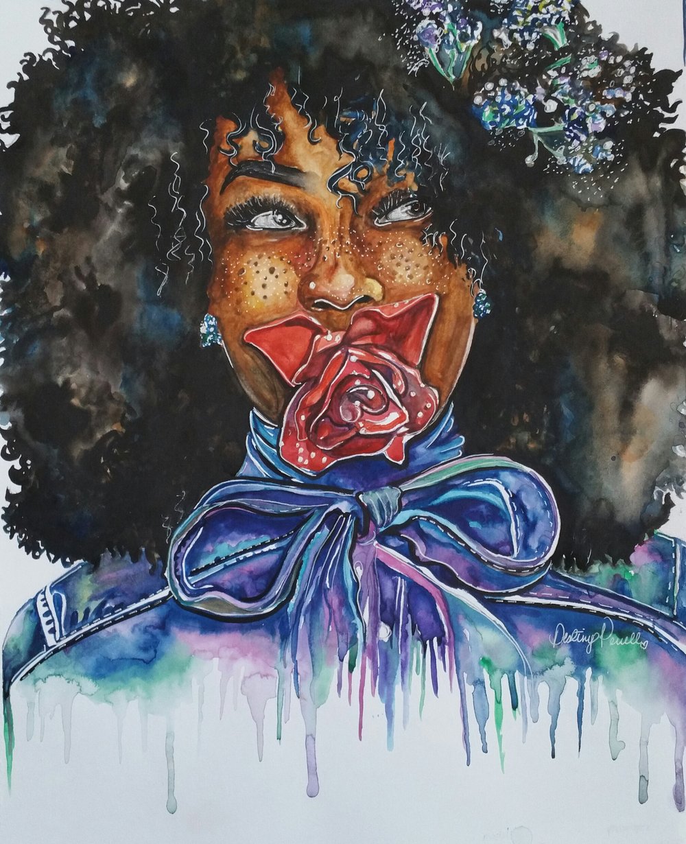 1000x1230 Essence Fros And Flowers Collection Poetically Illustratedshop - Watercolor Paintings Of Black Women
