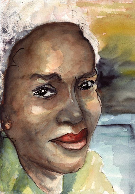 570x820 Paintings Of Black Women Art Original Watercolor Painting Black - Watercolor Paintings Of Black Women