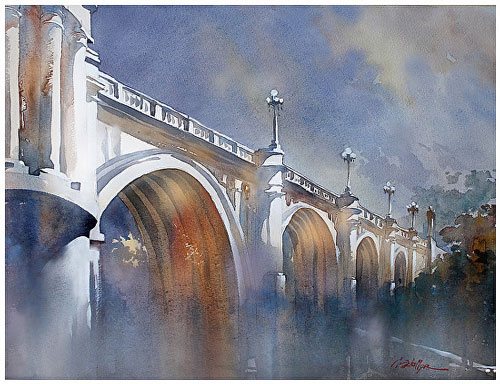 500x384 Watercolor Art And Architecture Combine Through Thomas Schaller - Watercolor Paintings Of Bridges