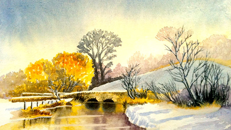 795x448 Watercolour Painting Keble Bridge Watercolour Journey By Ian - Watercolor Paintings Of Bridges