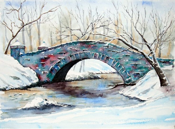 736x543 Bridges In Watercolor Artwork - Watercolor Paintings Of Bridges