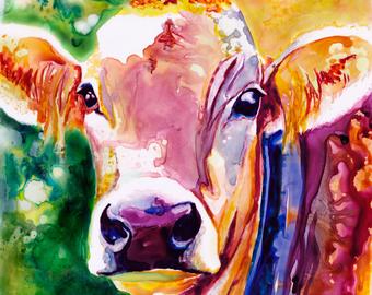 340x270 Cow Painting Etsy - Watercolor Paintings Of Cows