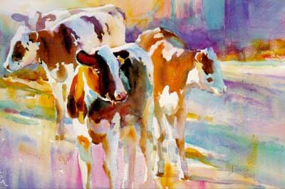 400x266 How To Paint Backwards By Ken Hosmer - Watercolor Paintings Of Cows
