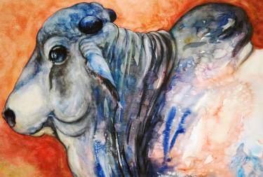375x253 Original Impressionism Cows Watercolor Paintings For Sale - Watercolor Paintings Of Cows