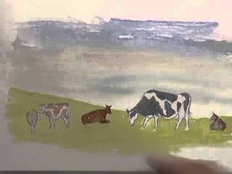 480x360 Painting Figures In Watercolour - Watercolor Paintings Of Cows