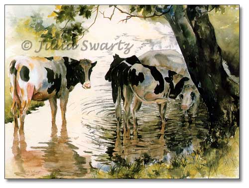 500x379 Watercolor Painting Of Holstein Cows - Watercolor Paintings Of Cows