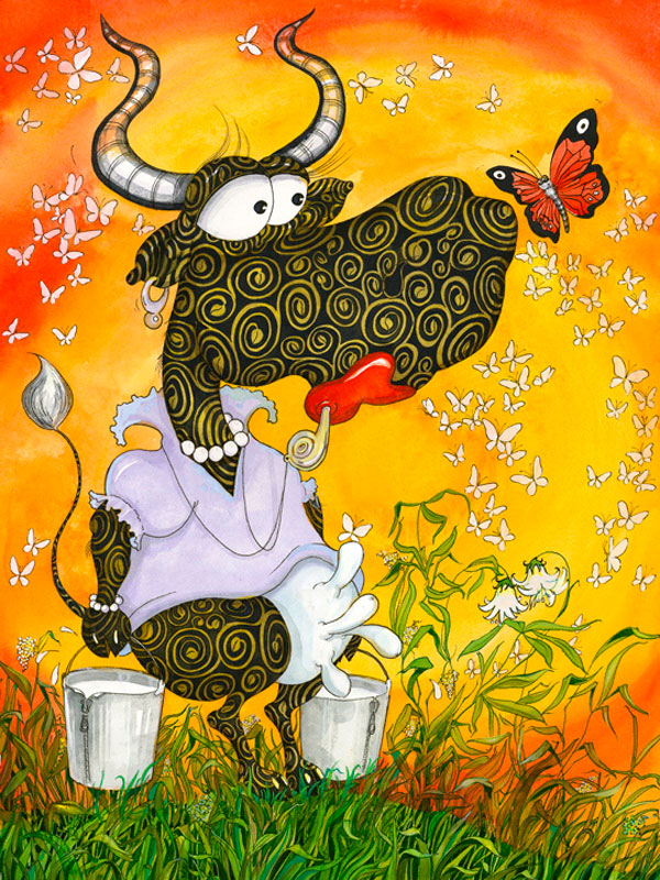 600x800 Whimsical Fine Arts - Watercolor Paintings Of Cows