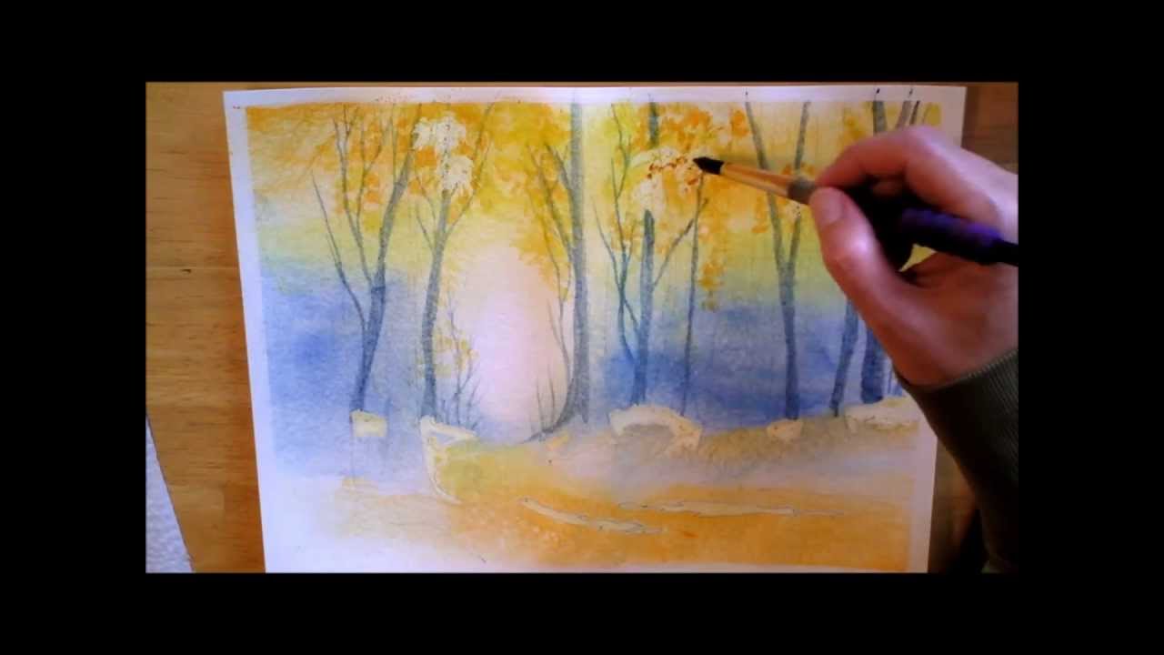 1280x720 Autumn Forest - Watercolor Paintings Of Fall Scenes