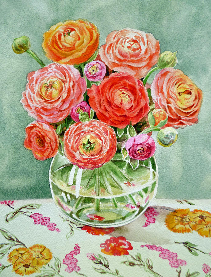 688x900 Flowers In The Glass Vase Painting By Irina Sztukowski - Watercolor Paintings Of Flowers In Vases