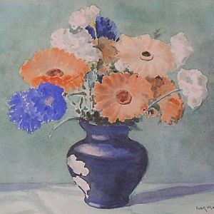 300x300 Ivor Mackenzie Original Still Life Watercolour Painting - Watercolor Paintings Of Flowers In Vases