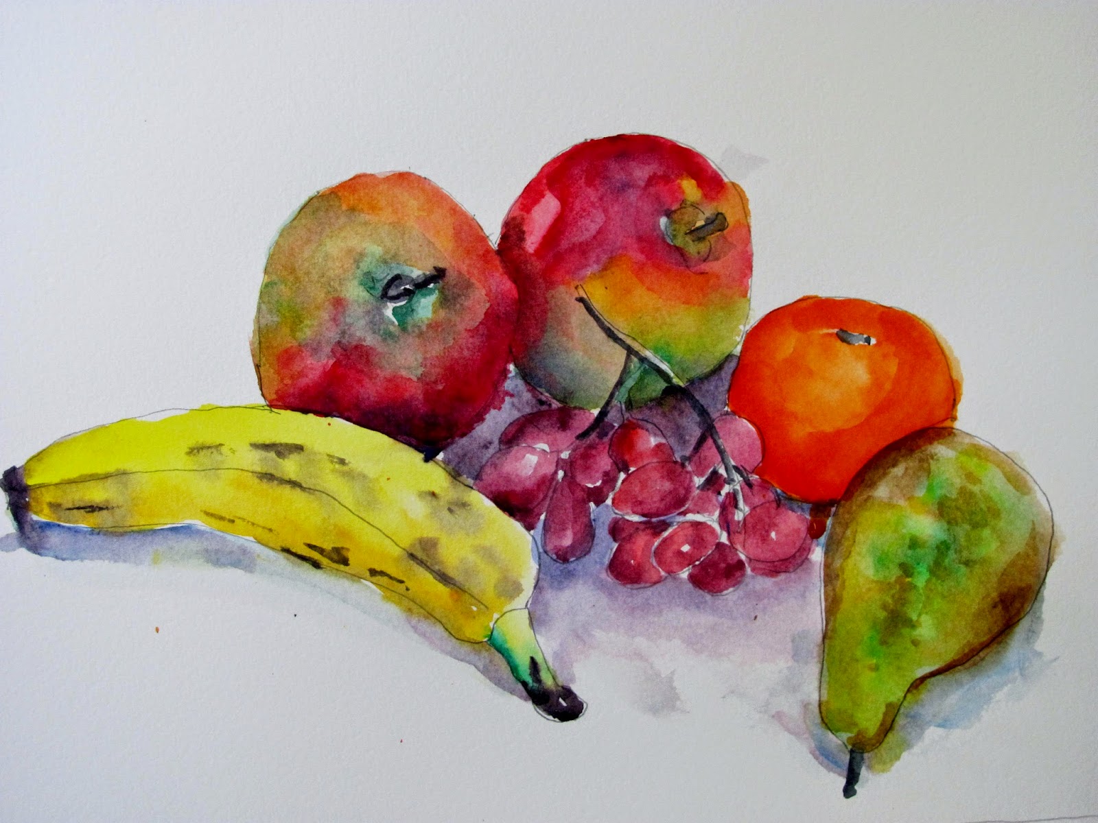 Watercolor Paintings Of Fruits And Vegetables At