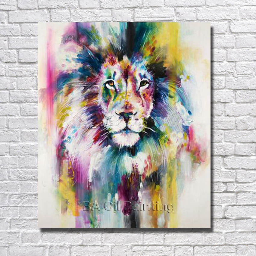 850x850 Free Shipping Cheap Canvas100% Hand Painted Abstract Lion Oil - Watercolor Paintings Of Lions