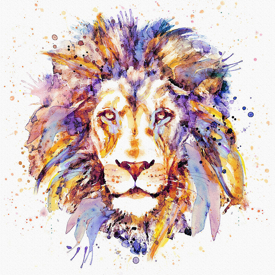 900x900 Lion Head Painting By Marian Voicu - Watercolor Paintings Of Lions