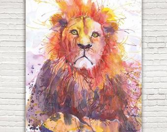 340x270 Lion Painting Etsy - Watercolor Paintings Of Lions