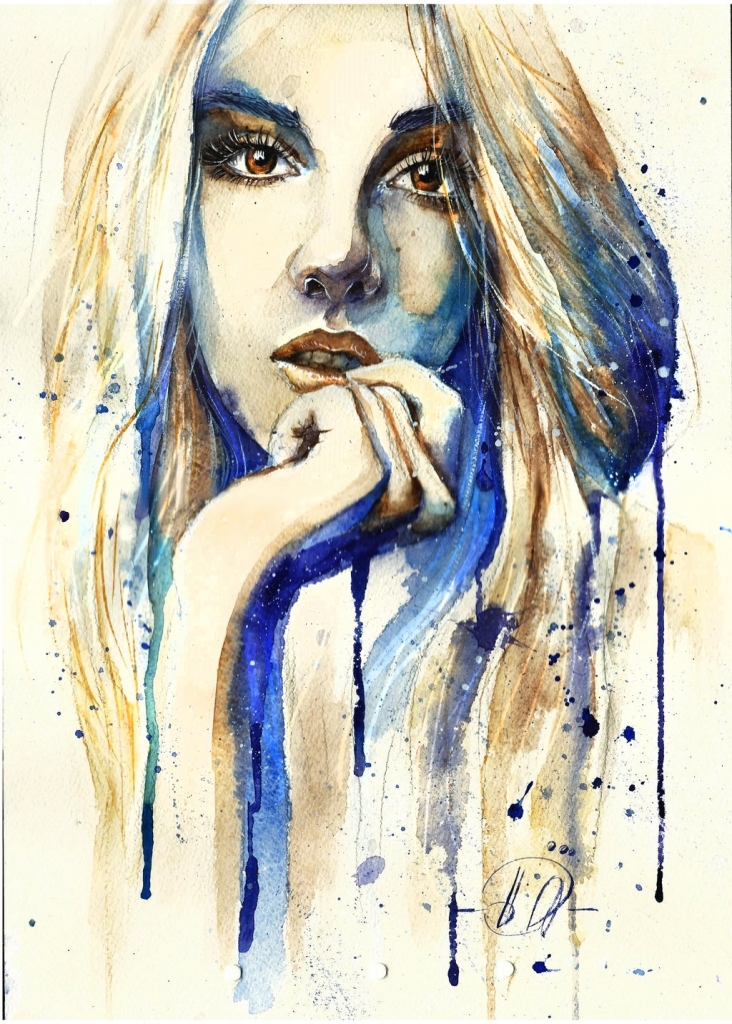 732x1024 Watercolor Paintings Of People Watercolor Purple Poplavskaya On - Watercolor Paintings Of People