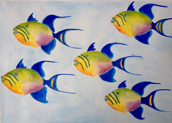 576x413 Tropical Fish Original Watercolor - Watercolor Paintings Of Tropical Fish