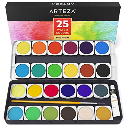 425x425 Arteza Premium Watercolor Paint Set, 25 Vibrant Color - Watercolor Paints Amazon