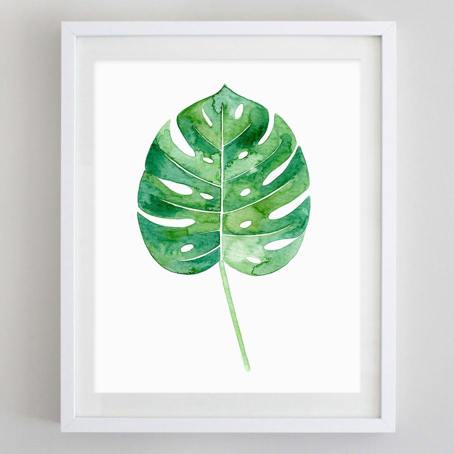 906x906 Palm Leaf Tropical Botanical Watercolor Print Carly Rae Studio - Watercolor Palm