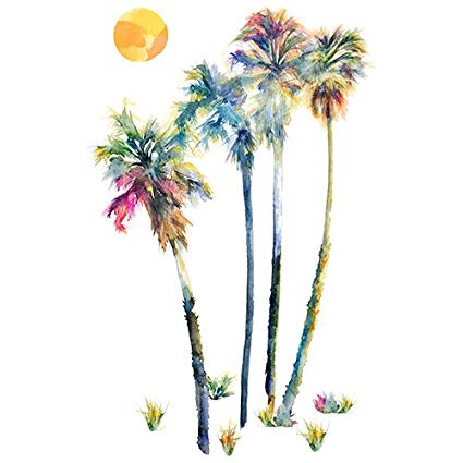 425x425 Roommates Rmk2782gm Watercolor Palm Trees Peel Amp Stick Giant Wall - Watercolor Palm