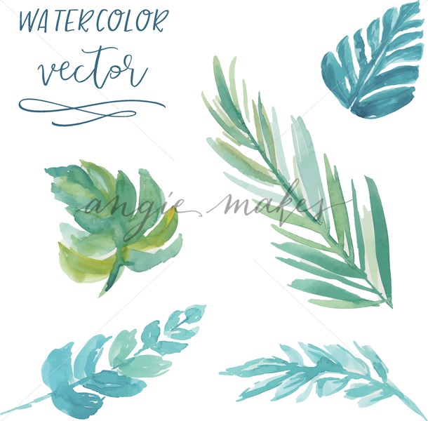 610x600 Watercolor Palm Leaves. Tropical Watercolor Leaves - Watercolor Palm