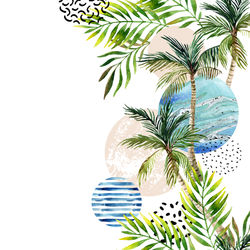250x250 Watercolor Palm Tree Leaf Wallpaper - Watercolor Palm