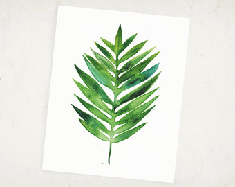 340x270 Palm Leaf Watercolor Artwork Watercolor Palm Poster Tropical - Watercolor Palm Leaves