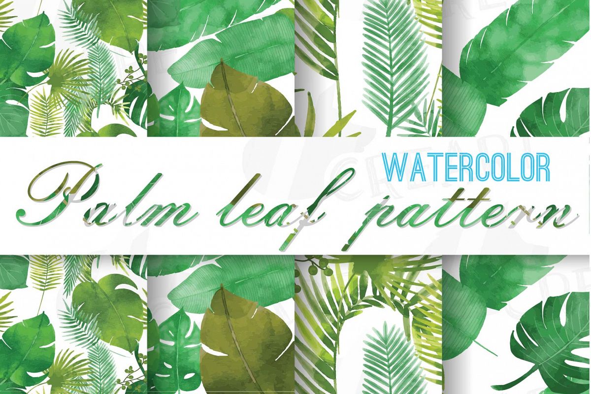 1200x800 Palm Leaf Pattern, Tropical Leaves Digital Paper, Digital - Watercolor Palm Leaves