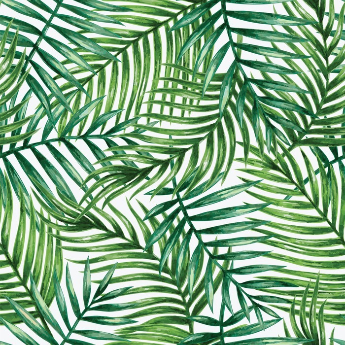 700x700 Watercolor Tropical Palm Leaves Seamless Pattern. Vector - Watercolor Palm Leaves