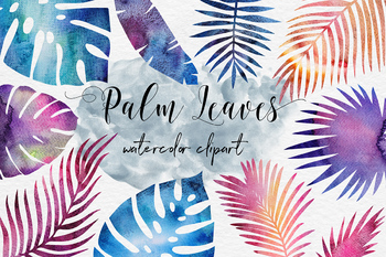 350x233 Galaxy Watercolor Palm Leaves By North Sea Studio Tpt - Watercolor Palm Leaves