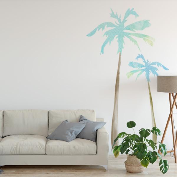 600x600 Palm Tree Wall Decals Labeldaddy - Watercolor Palm Tree