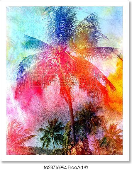 450x580 Free Art Print Of Beautiful Watercolor Palm Trees . Beautiful - Watercolor Palm Trees Art