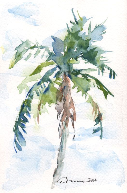 526x800 Palm Tree Art Palm Tree Drawing Watercolors Palm - Watercolor Palm Trees Art