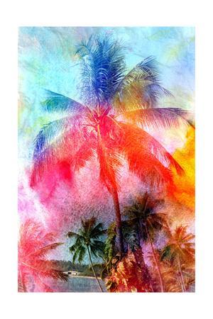 300x450 Beautiful Watercolor Palm Trees Art Print By Tanor27 - Watercolor Palm Trees Art