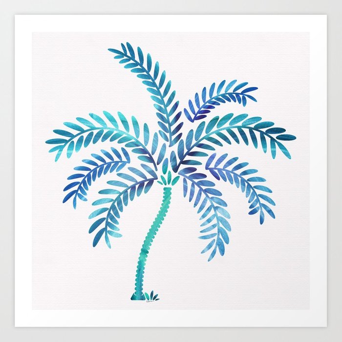 700x700 Whimsical Watercolor Palm Tree Art Print By Kristiangallagher - Watercolor Palm Trees Art