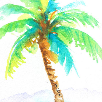 354x354 Coconut Palm Tree Paintings Flamingo Watercolor Painting Art Print - Watercolor Palm Trees Art