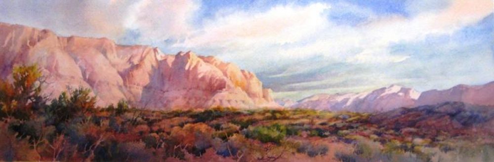 1000x328 Desert Panorama Roland Lee - Watercolor Panorama