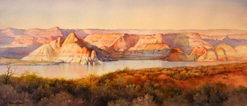 1000x431 Lake Powell Panorama Roland Lee - Watercolor Panorama