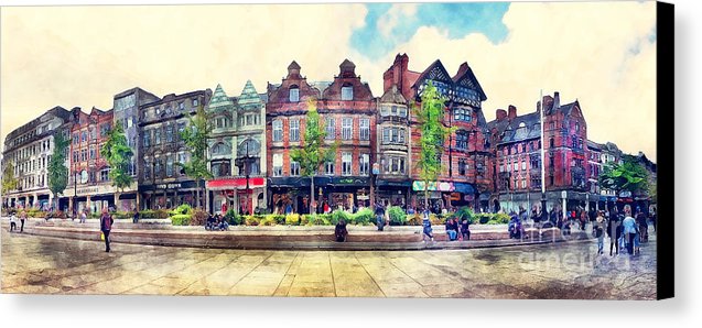 637x298 Nottingham Panorama City Watercolor Canvas Print Canvas Art By - Watercolor Panorama