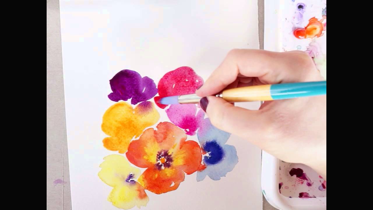 1280x720 Watercolour Pansies - Watercolor Pansies