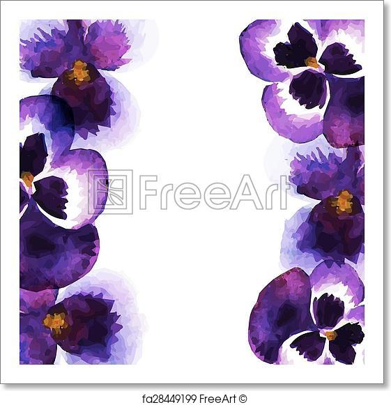 561x581 Free Art Print Of Vintage Frame With Watercolor Pansies. Vintage - Watercolor Pansies