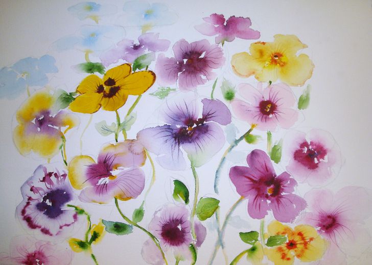 728x520 How To Paint Pansies In Watercolor (With Pictures) - Watercolor Pansies