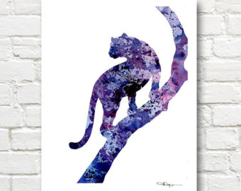 340x270 Watercolor Panther Etsy - Watercolor Panther