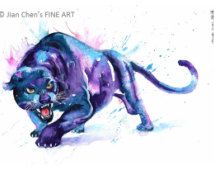 214x170 Black Panther Watercolor Painting - Watercolor Panther