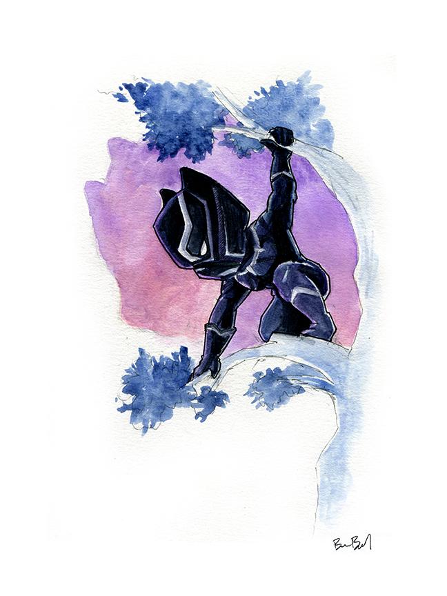 648x864 Black Panther Fan Art Watercolor Print Ben Byrd Art - Watercolor Panther