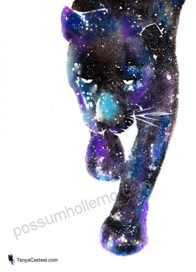 397x550 Black Panther Spirit Animal Art Print From Watercolor Painting - Watercolor Panther