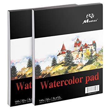 355x355 Madisi Watercolor Paper Pad, 9 X 12, 32 Sheets, 140lb - Watercolor Paper Amazon