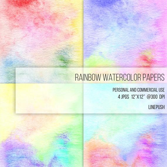 570x570 Sale Rainbow Watercolor Papers. Digital Papers. Watercolor Etsy - Watercolor Paper Background